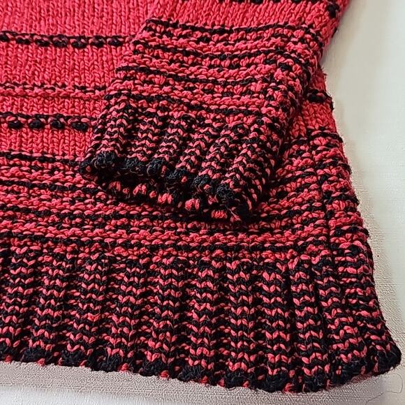 J. Jill Women Sz S Red and Black Wool Blend Crew Neck Grunge Sweater Resort Wear - Picture 5 of 11